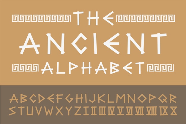 Ancient english creative alphabet Vector old greek font Trendy stylized latin letters and numerals