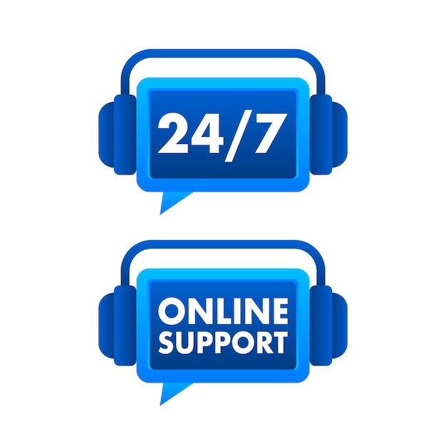 and online support icons with headphones showcasing roundtheclock customer service and internet