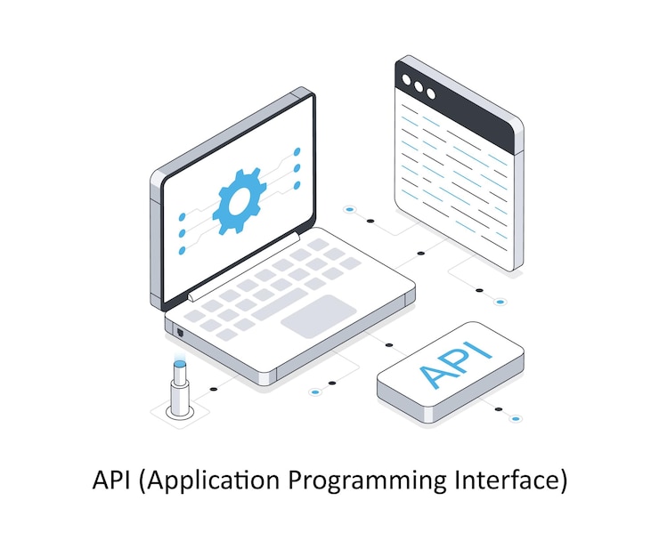 Vektor api application programming interface isometric stock illustration eps file stock illustration