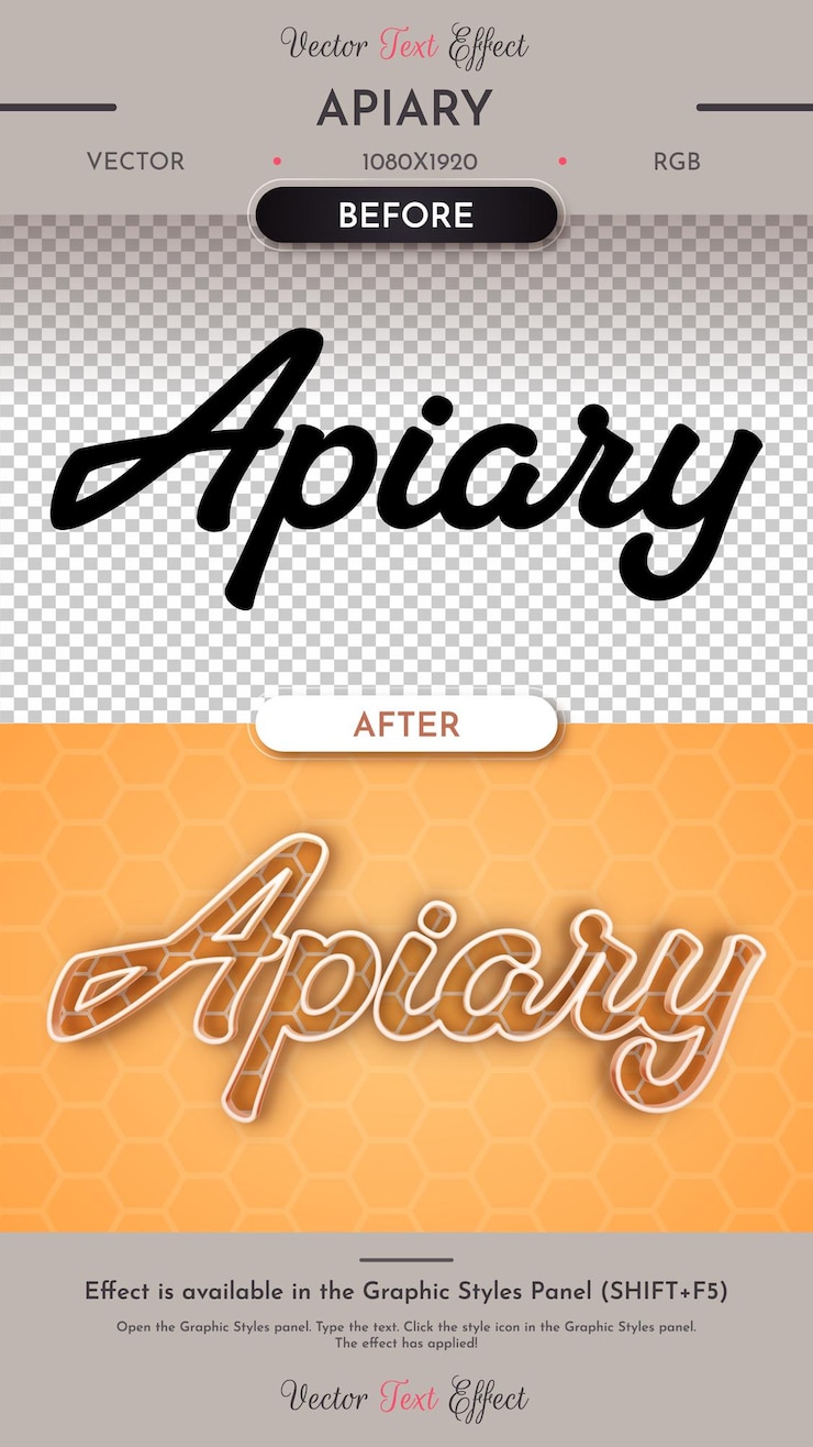 Vektor apiary upravitelný textový efekt grafický styl