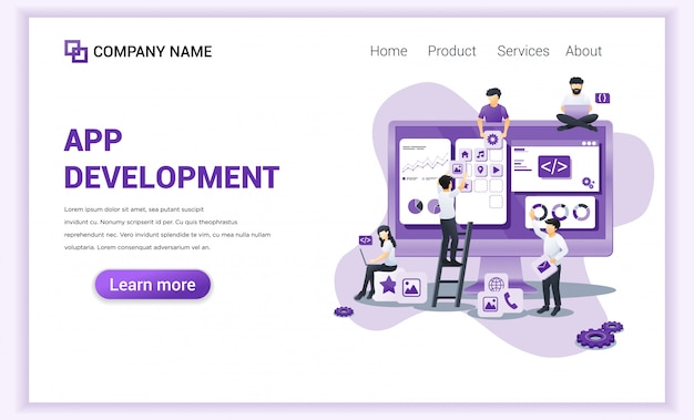 app development, programmers landing page. 