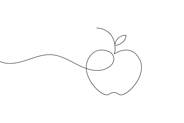 apple continuous line drawing of isolate outline simple vector icon
