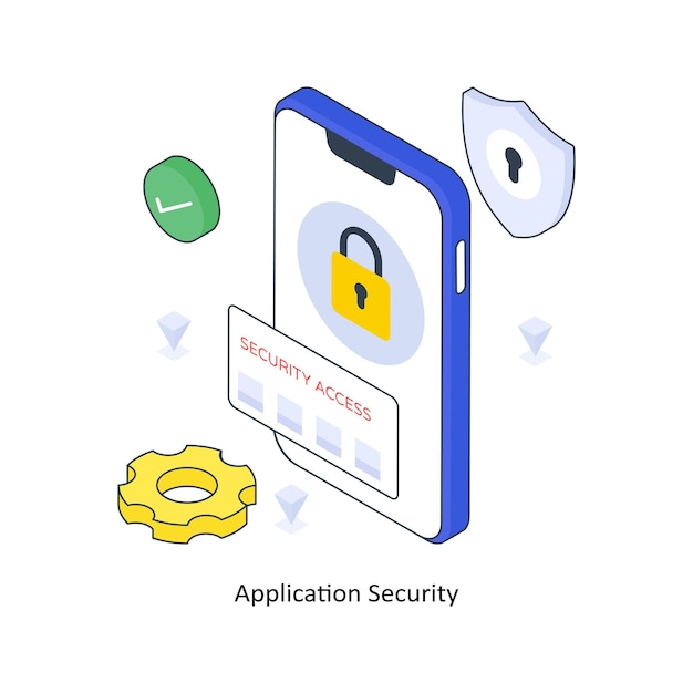 Application Security isometric Colored illustration EPS File stock illustration
