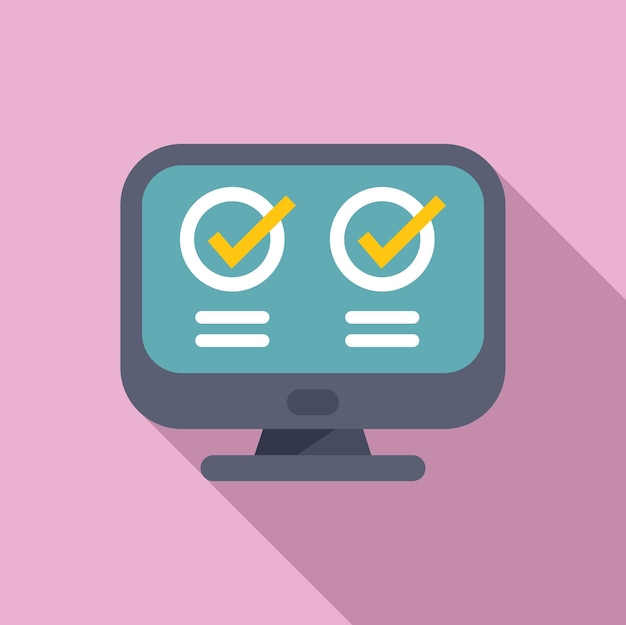 Approved online registration icon flat vector Multifactor pc device