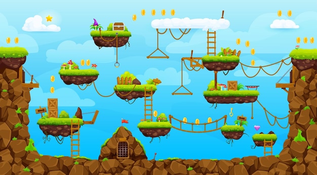 Arcade game level map interface vector platform