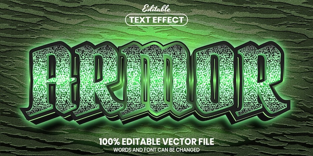 Armor text, font style editable text effect