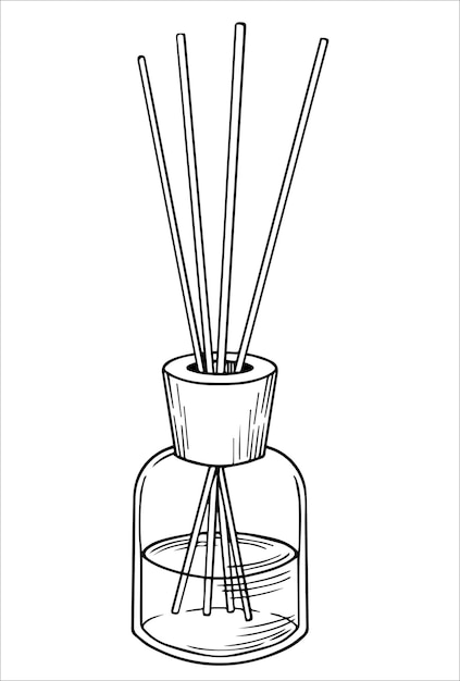 aroma diffuser with sticks vector illustration in sketch style home fragrance