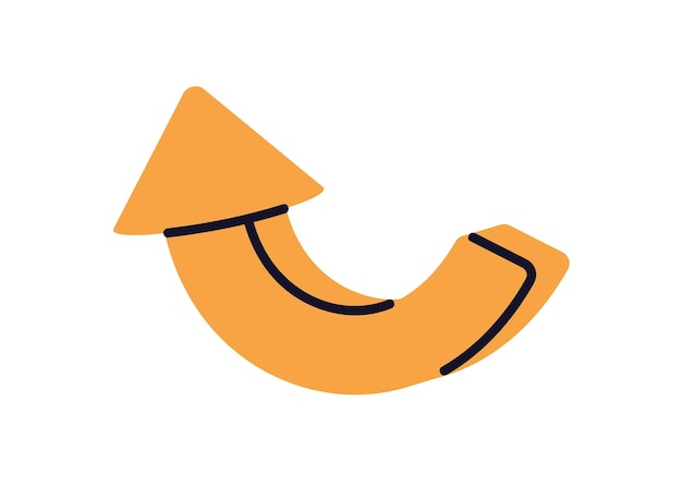Arrow pointing up and back Pointer curved bent shape with dynamic motion Direction symbol navigation sign Return icon for web interface Flat vector illustration isolated on white background