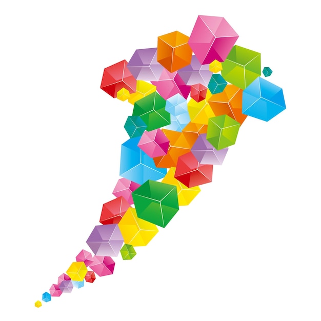 arrow symbol consisting of cube shapes, the background is white.