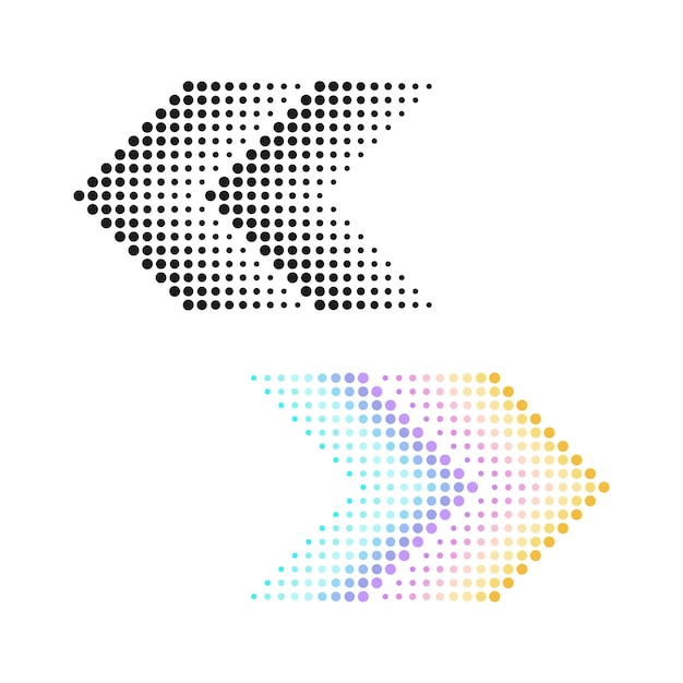 arrow with halftone effect Vector illustration Dotted forward direction logo turn icons