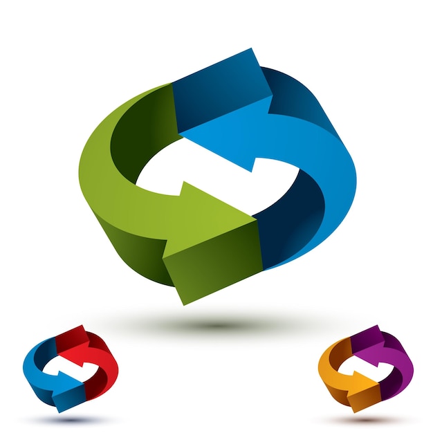 Arrows abstract loop symbol, vector conceptual pictogram template, vector 3d icon set.
