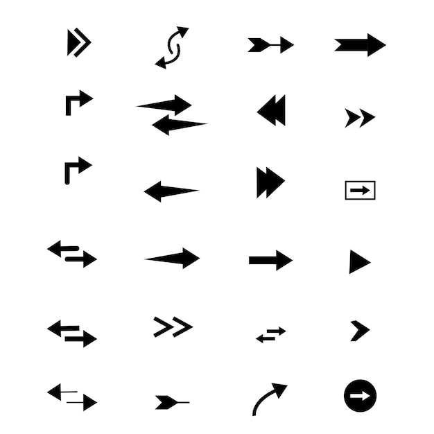 Arrows big black set icons