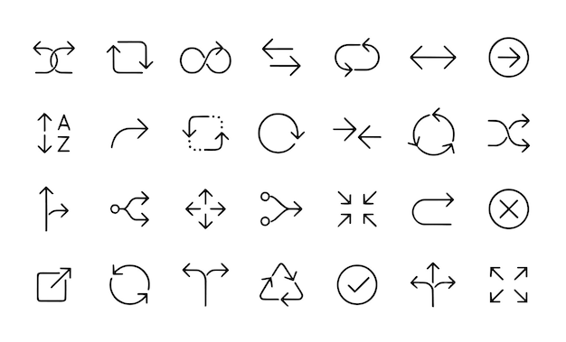 Arrows icon set Editable stroke weight Pixel perfect icons