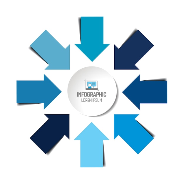 Arrows infographic merging to the center