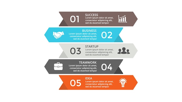 arrows vector infographic presentation template circle diagram chart 5 processes parts