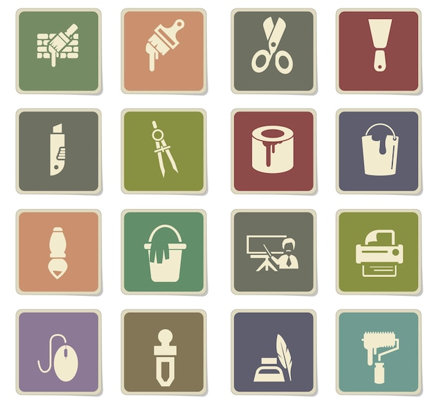 art tools vector icons for user interface design