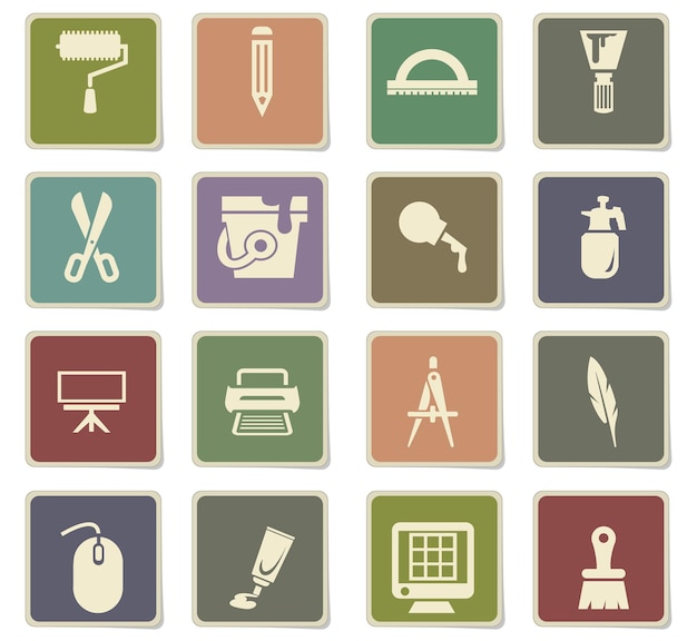 art tools vector icons for user interface design