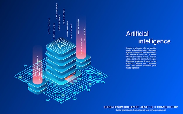 Artificial intelligence flat 3d isometric vector concept illustration