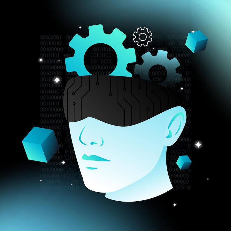 Vektor artificial intelligence machine learning isometric illustration