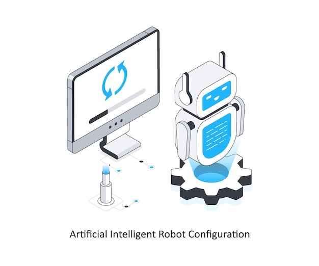 Artificial Intelligent robot configuration isometric stock illustration EPS File stock illustratio
