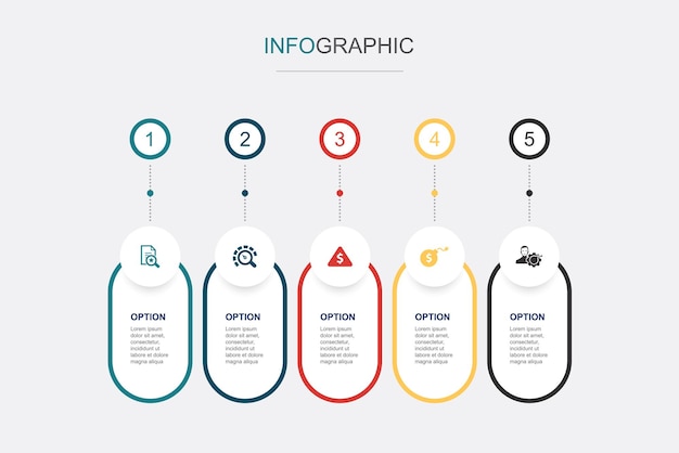 assessment risk identification risk capital risk investment risk manager icons infographic design template creative concept with 5 steps