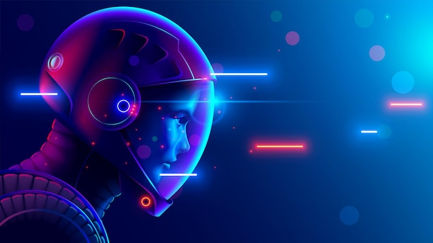 astronaut or cosmonaut helmet close up side view space tourist in space suit in cosmos scifi portrait of woman astronaut space tourism concept head in a helmet look at space