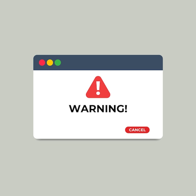 attention warning alert sign with exclamation mark concept warning popup on browser design vector