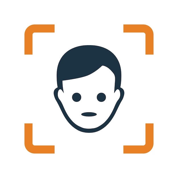Authentication face scan icon Glyph style vector EPS
