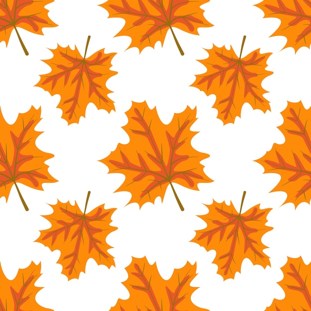 Autumn pattern with orange maple leaves bright fall print