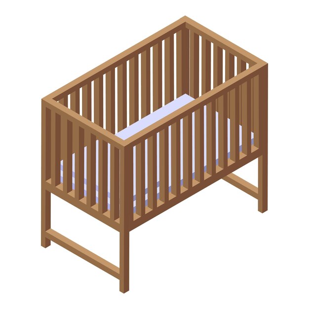 Baby bed icon Isometric of baby bed vector icon for web design isolated on white background