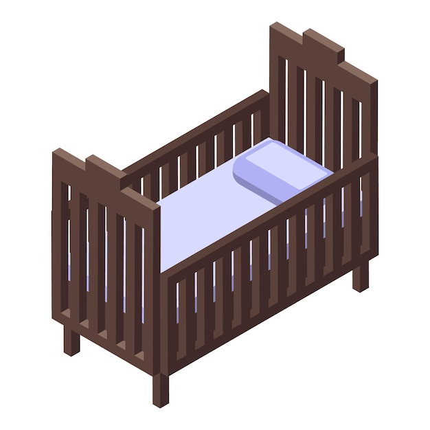 Baby crib icon isometric vector Care child Sleep bed