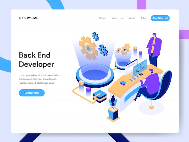 Back End Developer Isometric Illustration for website page