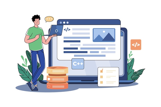 Back-end vývojář pracuje na notebooku