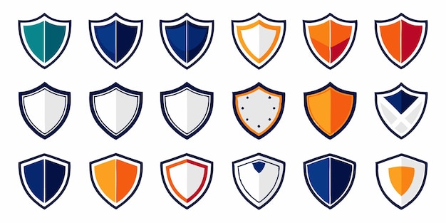 Badge amp Shield Geometric Shape Set Color Asset Pack vector on white background