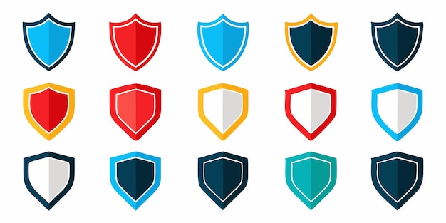 Badge amp Shield Geometric Shape Set Color Asset Pack vector on white background