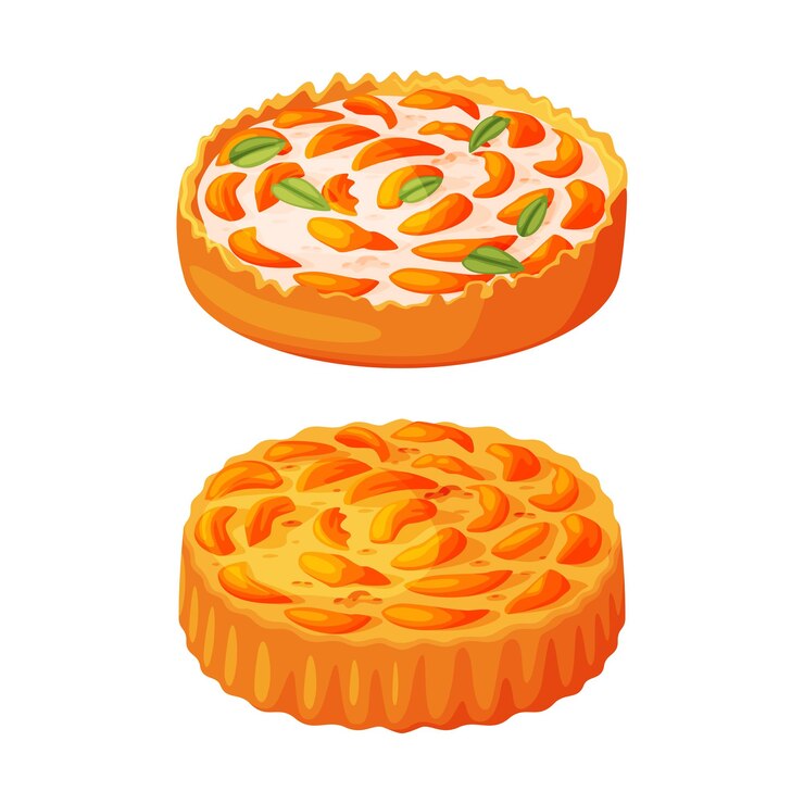 Vektor baked pie made from pastry dough with sweet fruit filling vector set