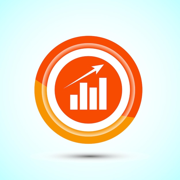 Bar chart icon design illustration Graph icon Growth sign Growth chart Orange color button design