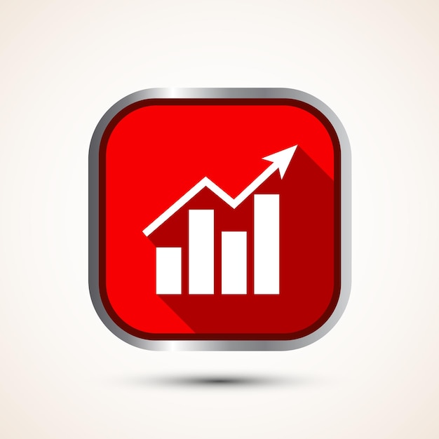 Bar chart icon design illustration Graph icon Growth sign Growth chart Red shadow button design