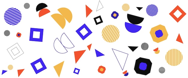 Barevný moderní abstraktní memphiský geometrický vektorový banner pro pozadí plakátu, letáku, banneru, pozvánky, obálky knihy, katalogu, zprávy