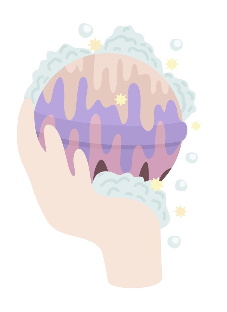 Vektor bath bomb with foam in a hand vector isolated illustration