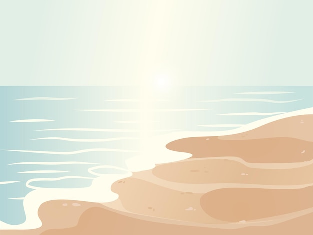 beach scene with gentle waves and the soft glow of morning light perfect for peaceful design themes