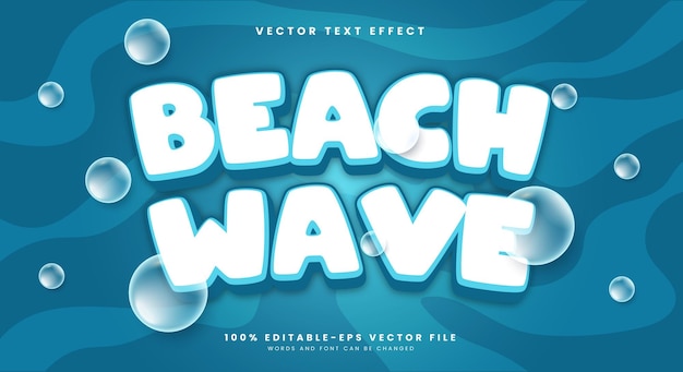 Beach wave editable text effect Template suitable for concept of waves