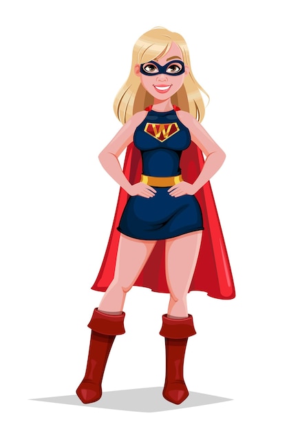 Beautiful blond woman in super hero costume