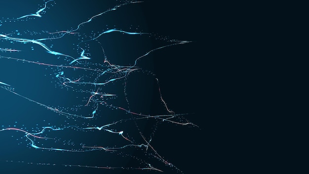Beautiful blue abstract magical energy electric cosmic fiery shiny glowing lightning lines stripes