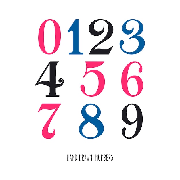 beautiful vintage vector digits. handwritten numbers set
