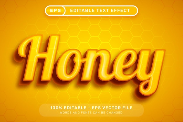 bee honey 3d text effect and editable text effect with honey be illustration