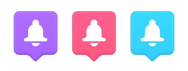 bell ring audio sound button signal push reminder cyberspace interface notification 3d icon