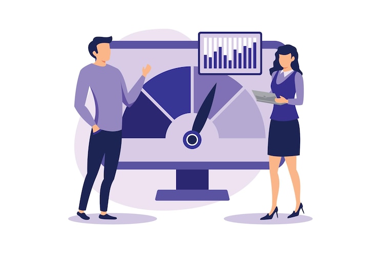 Vektor benchmark testing, plochá moderní ilustrace