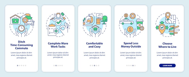 Benefits of working from home onboarding mobile app screen