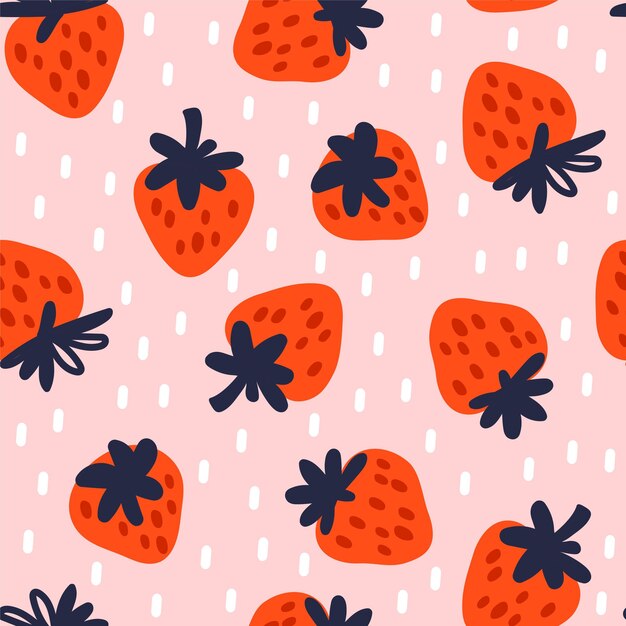 Bezešvý vzor s jahodami, vektorová ilustrace